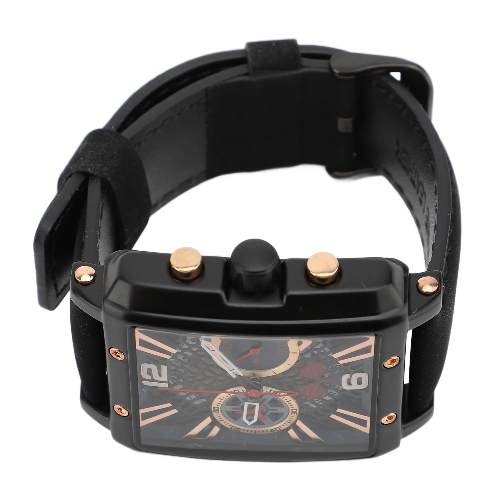 صفقة التخليص التناظرية كوارتز كرونوغراف ساعة معصم عادية مستطيلة الهاتفي مقاومة للماء مزدوجة الفرعية ساعة الموضة للرجال