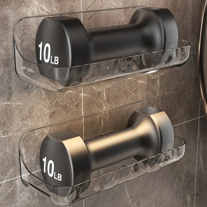 Acrílico Transparente Storage Rack para Banheiro, Wall Mounted, Punch Free, Cosmetic Storage Tray, Makeup Organizer, Kitchen Shelf