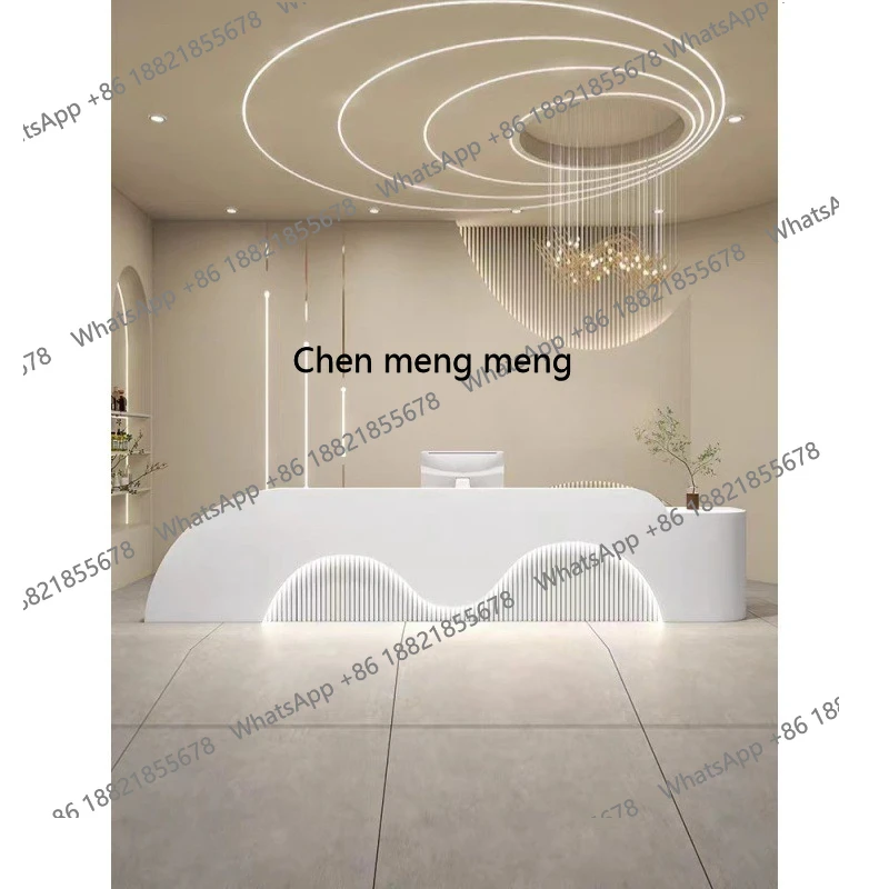 X Light صالون تجميل فاخر بار الخروج صفحة متجر منحني حديث بسيط استقبال مكتب الاستقبال الخبز الطلاء