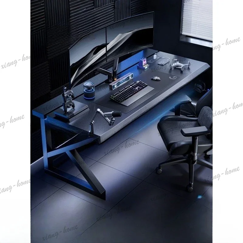 PG Computer desk, bedroom, household e-sports table, desktop carbon fiber two-section sub-board, clamping robotic arm