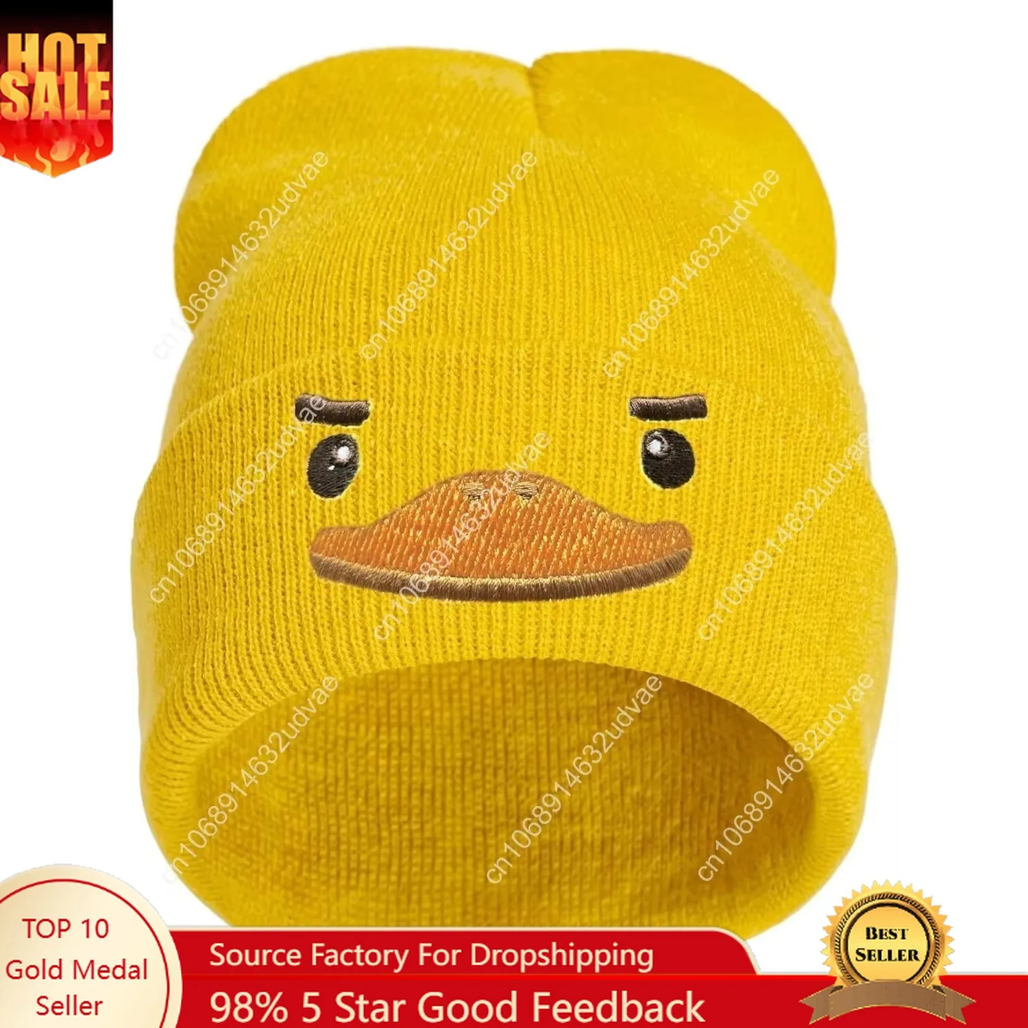 

Cute Yellow Duck Embroidered Beanie Knit Hat for Men Women, Cute Funny Graphic Beanie Winter Skull Cap, Gifts for Duck Lovers
