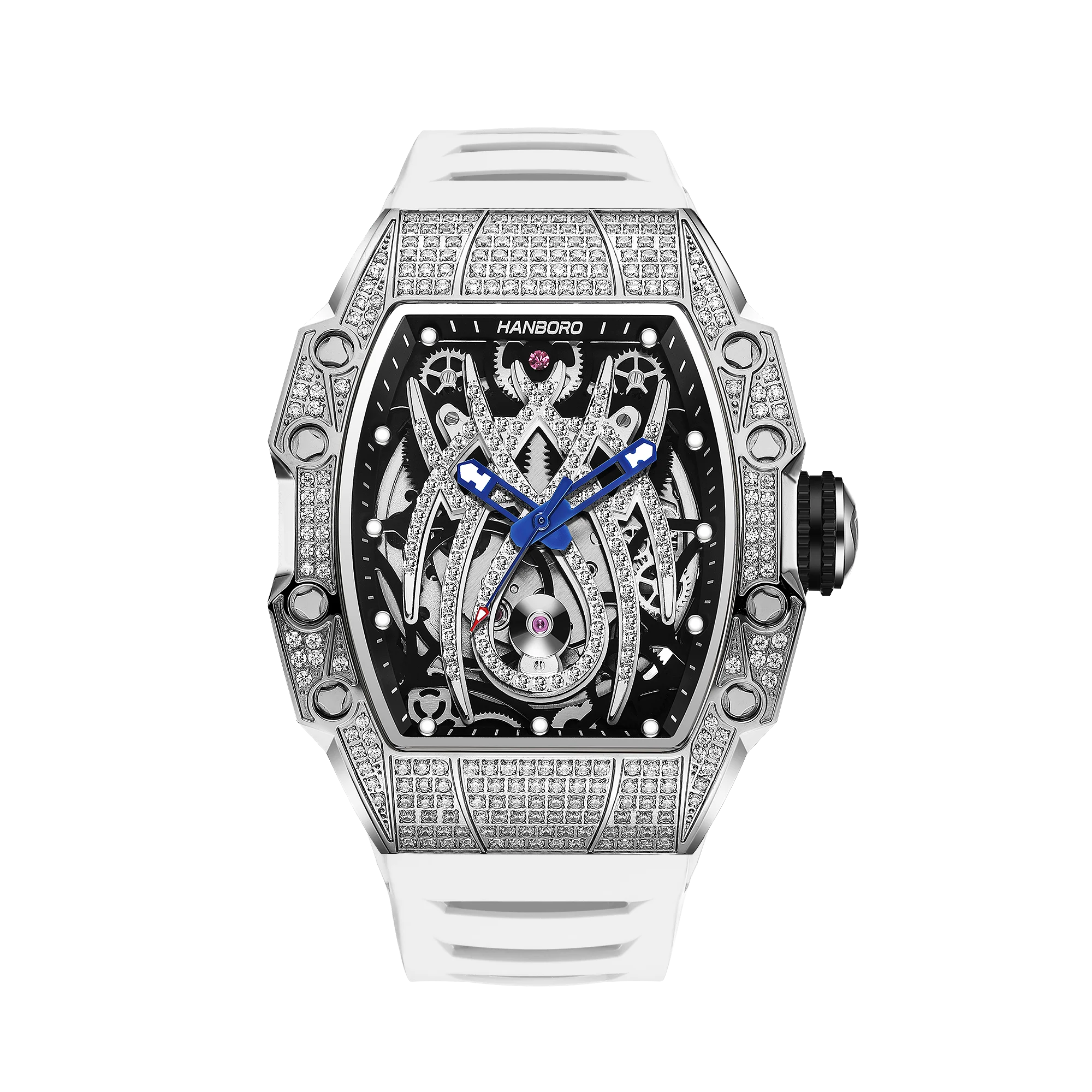 

HANBORO fully automatic mechanical men's watch hollowed out wristwatch trend waterproof luminous square watch