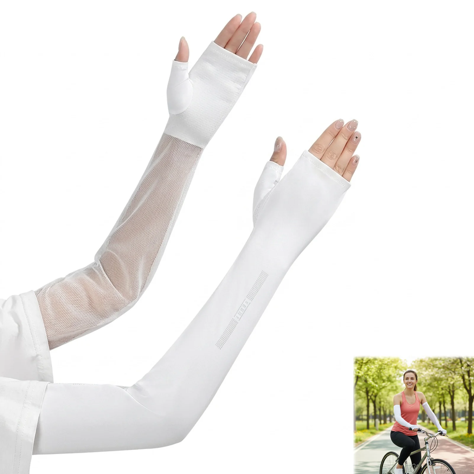 

Women's Ice Silk Sun-Protection Arm Sleeves UPF50+ UV Blocking Quick Drying for Cycling Outdoor Sports