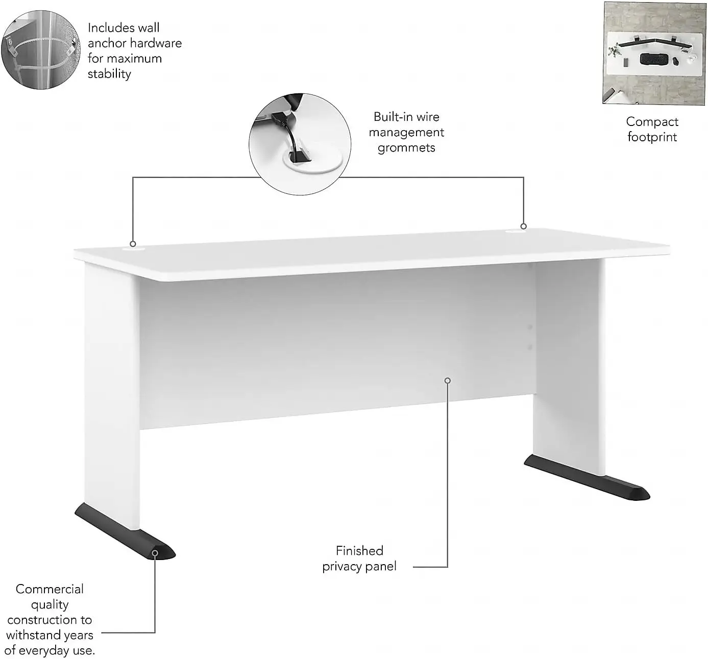 Meja komputer Studio A 60 inci W