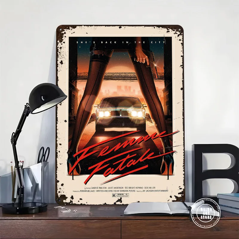 Femme Fatale Personalized 3D Textured Metal Poster Wall Art Tinplate Sign for Vintage Decorations Home Decor Room Accessories