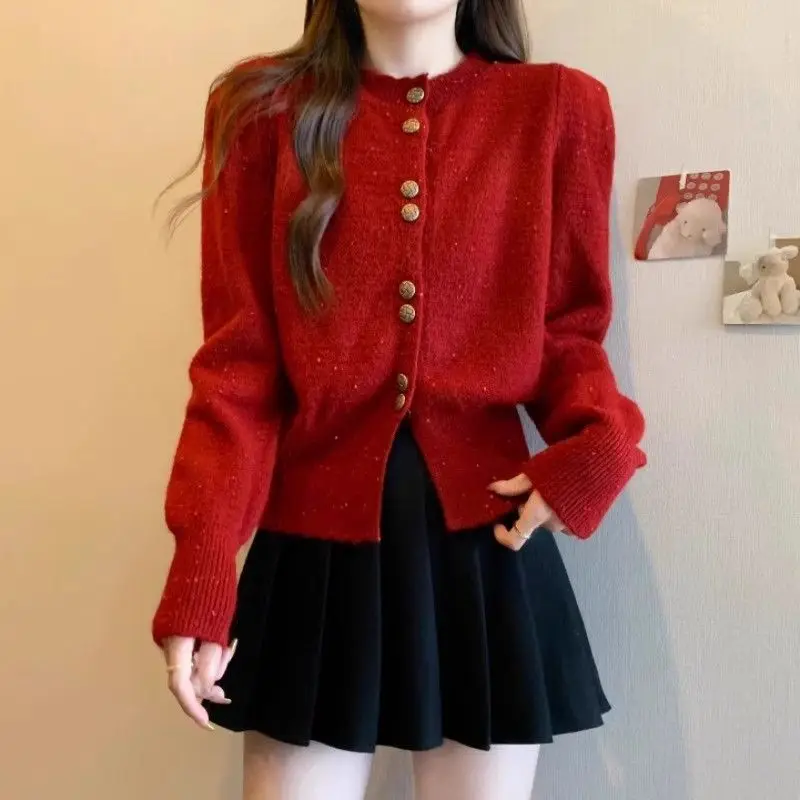 

Tweed Jacket Cream Beige Womens Summer Rhinestones Glitter Fancy Feminizing Cuffs Appliqued Turn-Down Classic Beauty Temperament