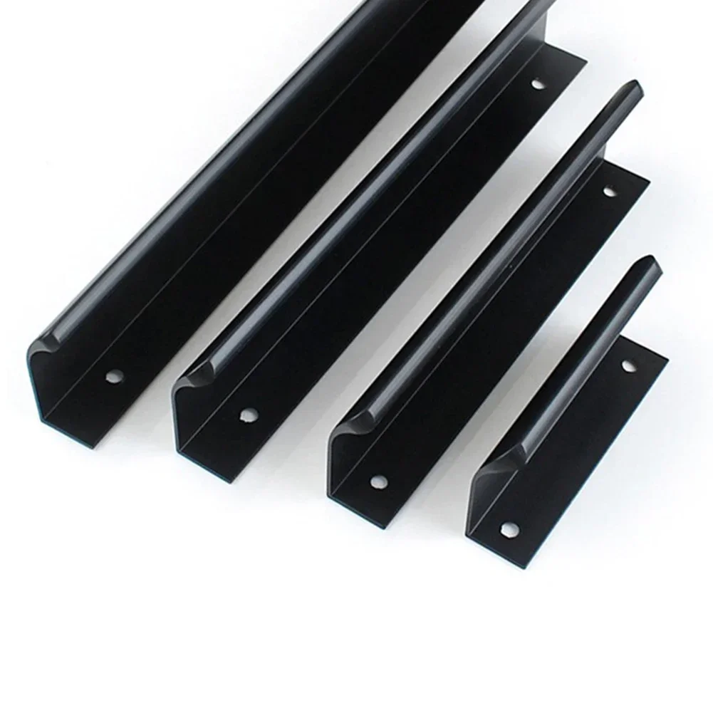 Black Kitchen Cabinet Door Handles 80mm 120mm 150mm 200mm 300mm 400mm Cupboard Drawer Concealed Finger Edge Pull Home Hardware