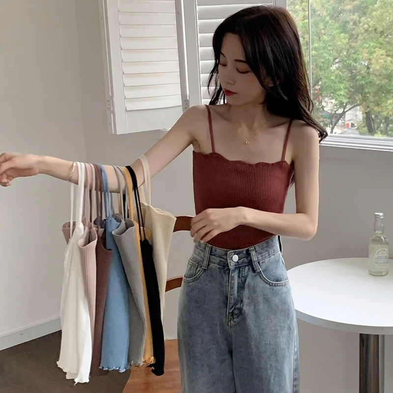 Koreanisches Einfaches Inneres Schichtungs-Tanktop, Lässiges Alltags-Top, Retro Koreanischer Stil, Gestricktes Damen-Camisole, Sommer 2026 Ärmelloses Slim-Fit-Oberteil – Detail 21
