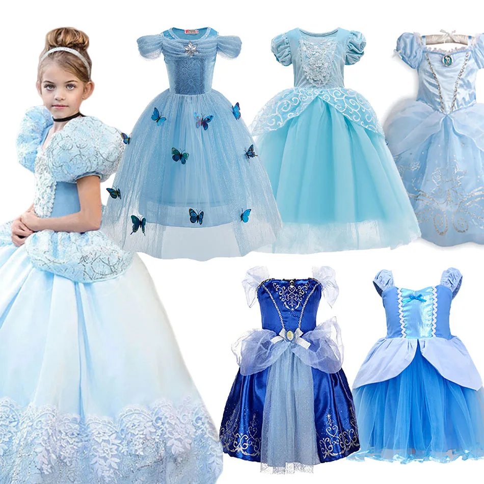 Halloween Party Cinderella Dress Up for Girl Short Sleeve Fancy Princess Costume Kids Carnival Outfit Clothes Girl Elegant Frock