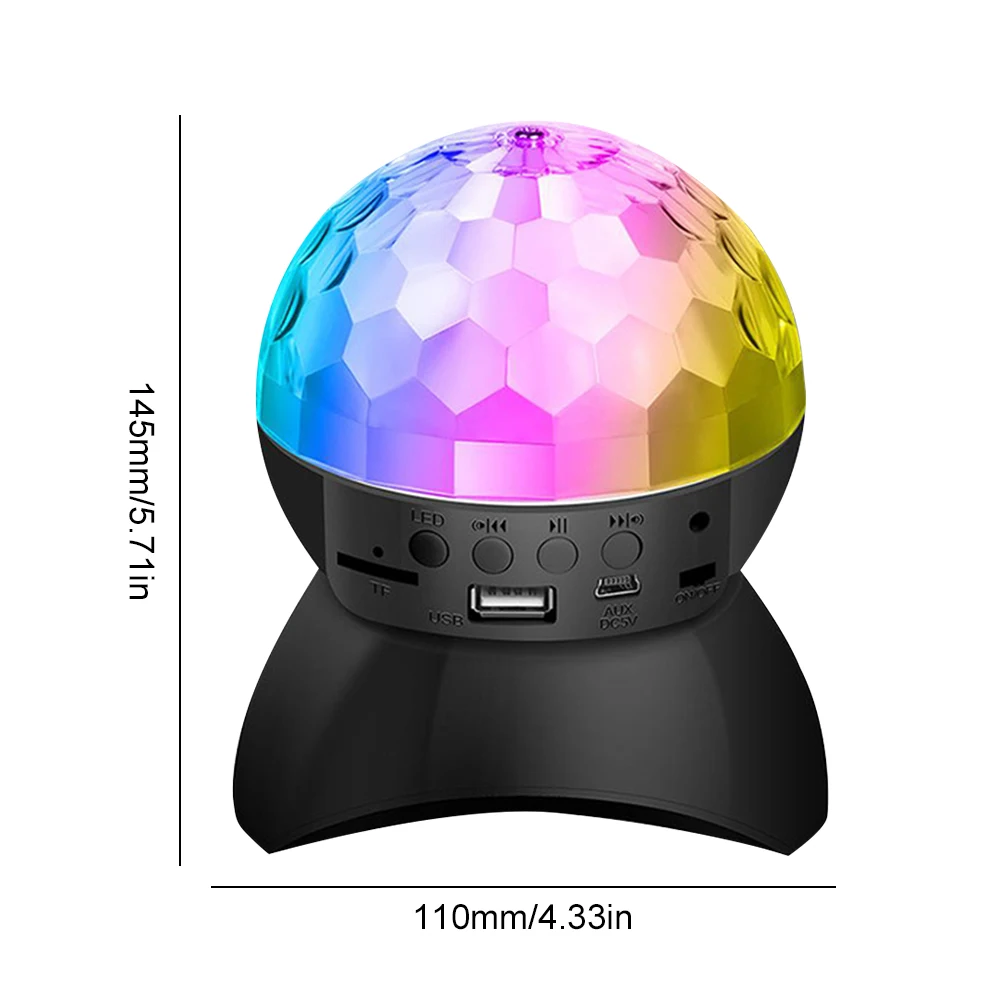 RGB Disco Light with Bluetooth-Compatible Speaker Disco Ball Party Lights USB Charging for DJ Birthday Party Night Club Decor