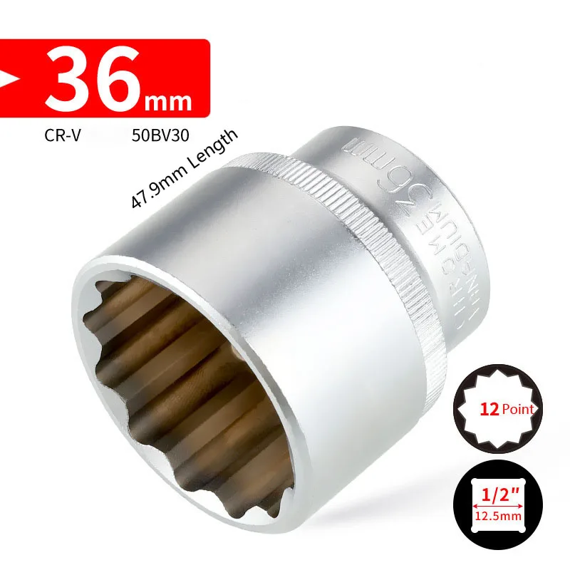 Cabezal de tubo Torx de 34mm y 36mm, accionamiento métrico de 1/2 