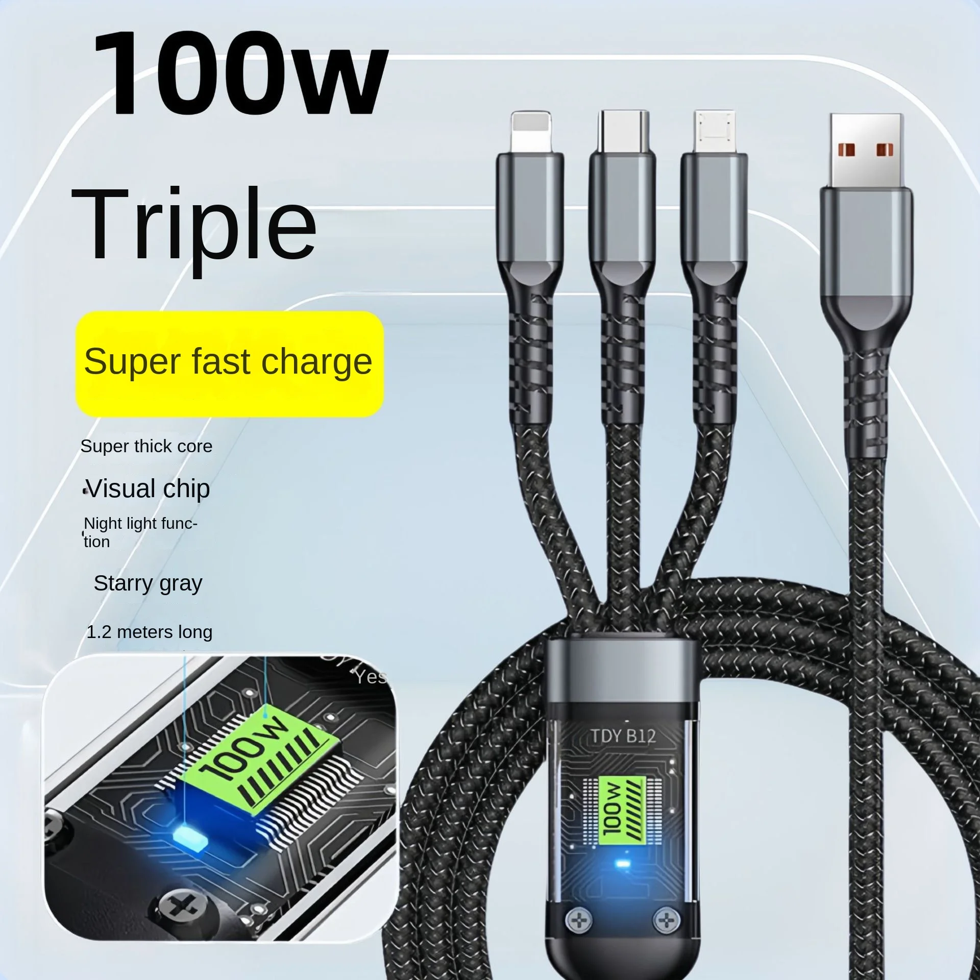 Kabel 31USB100W do szybkiego ładowania i transmisji danych mini mikrokomputer USB C dla iPhone\'a, Androida, Xiaomi Super szybkie ładowanie w oplocie