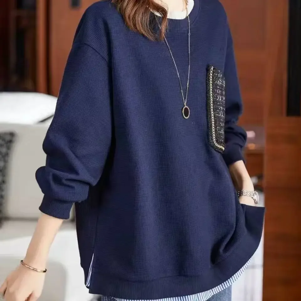 Women\'s Sweatshirt Loose Top Pullovers Round Neck Woman Clothing Baggy Korean Streetwear Y2k Sweat-shirt Autumn and Winter Cold