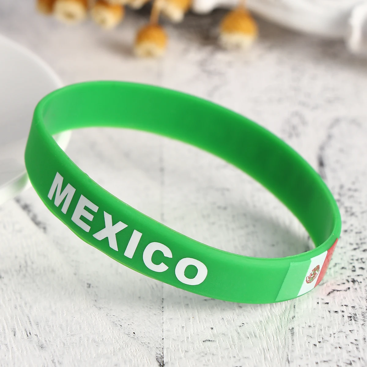 6 pçs esportes pulseira de silicone pulseiras de borracha de futebol bandeira pulseira decorativa