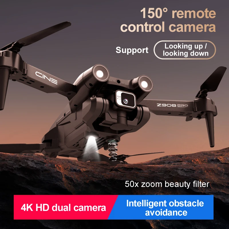 2023 New Z908 4K Camera Drone Mini Drones Dron Quadcopter Optical Flow Three Sided Obstacle Avoidance Helicopter Toys for Boys