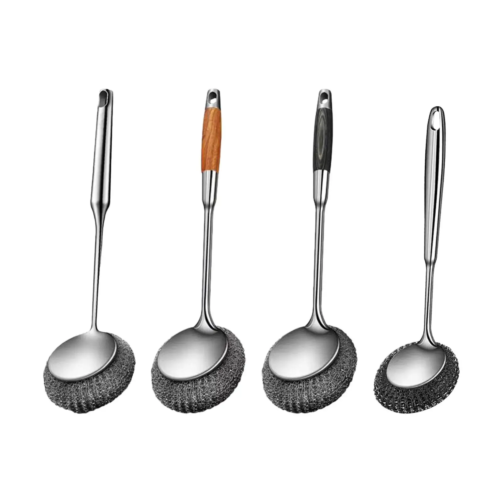 Stainless Steel Sponges Scourer with Handle Kitchen Cleaning Brush for Pots and Pans Countertops Bowls Bathroom Kitchens