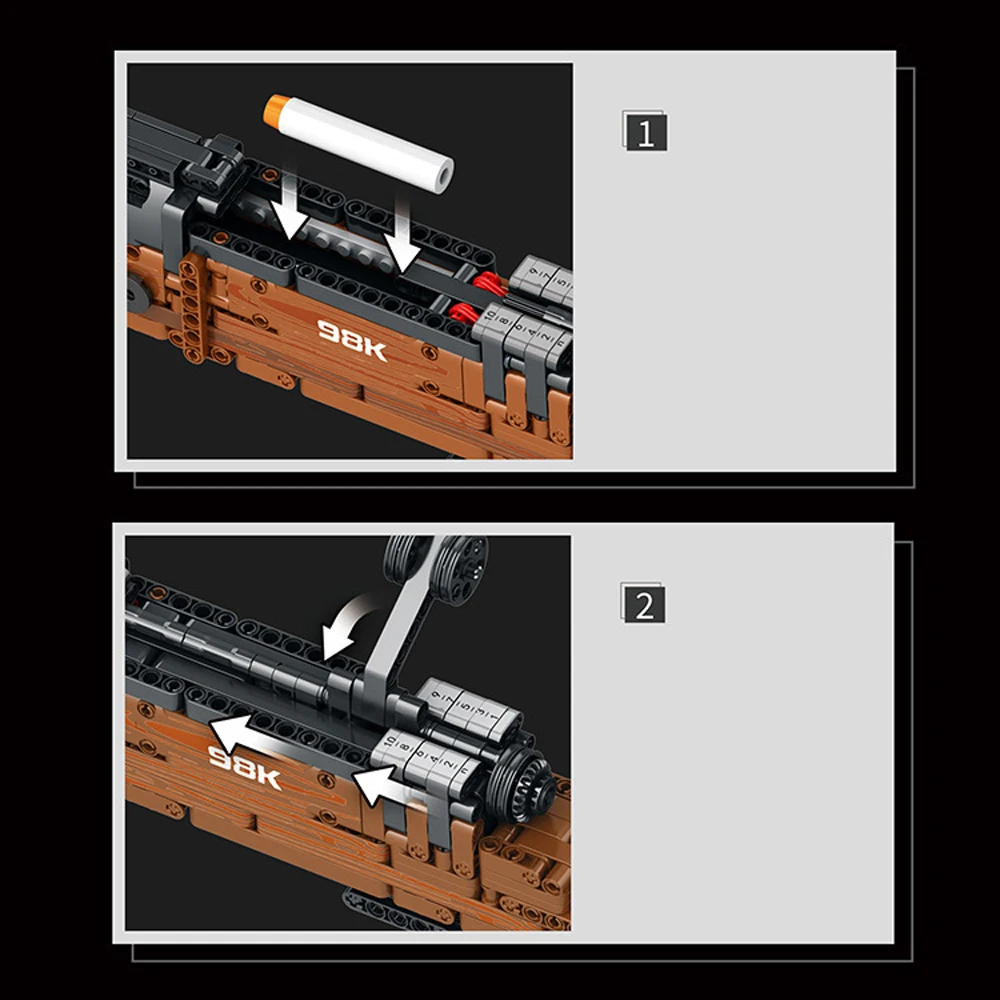 Mosquetón de armas de fuego técnico, Ideas de armas de 98K, diseño modular, modelo de bloques de construcción, juguete para regalo educativo, 1028 Uds.