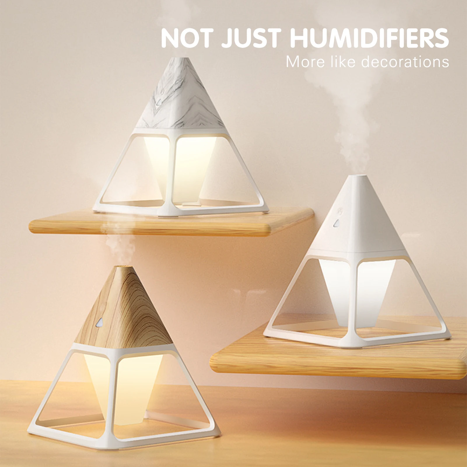 Cool Pyramid Humidifier Night Light Remote Control USB Humidifier Pyramid 3color LED Night Light Aroma Diffuser for Home Office