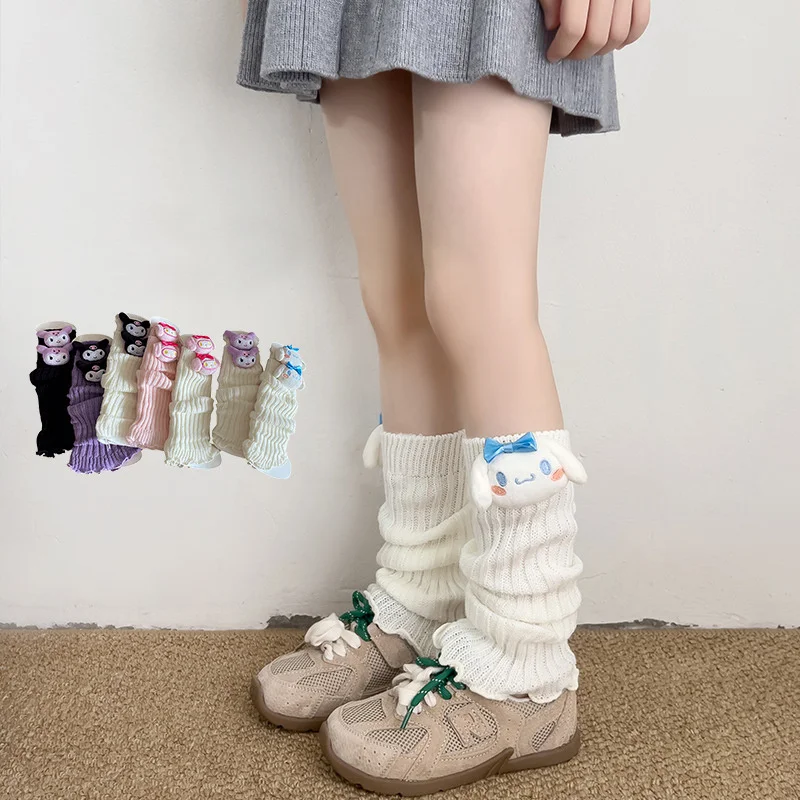 Cinnamoroll Kuromi My Melody Lolita Leg Warmers Women's Long Socks Warm Knitted Foot Cover Harajuku Style jk Academy Accessories