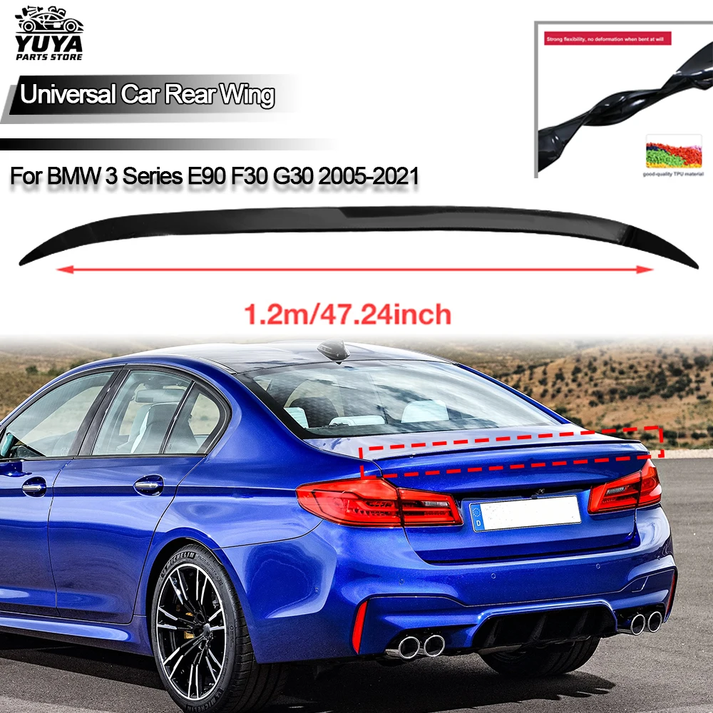 Universal Auto Hinten Flügel Lip 1,2 m Auto Hinten Stamm Boot Lip Spoiler Flügel Verlängerung Deckel Für BMW 3er E90 f30 G30 2005-2025