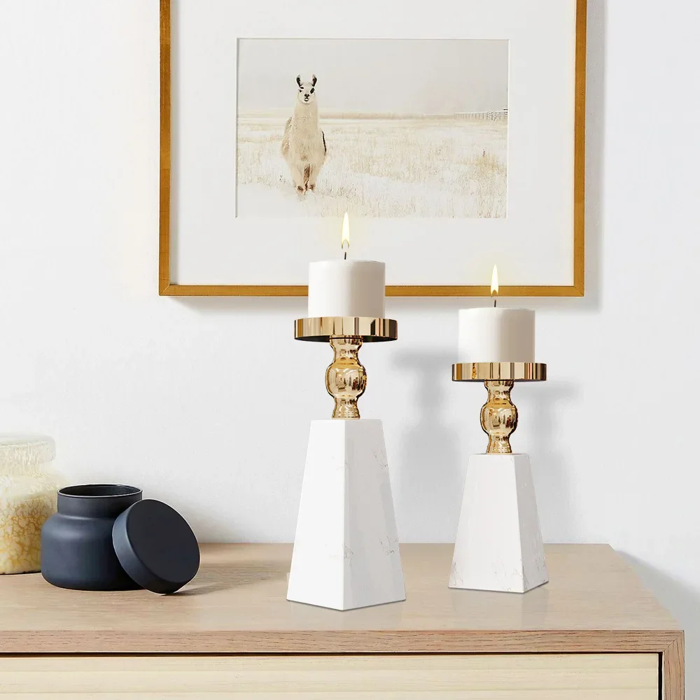 

2023 Hot Sell Light Luxe Modern Minimalistisch Huis Natuurlijk Marmeren Kandelaar Vijfsterren Hoteldecoratie Handwerkornamenten