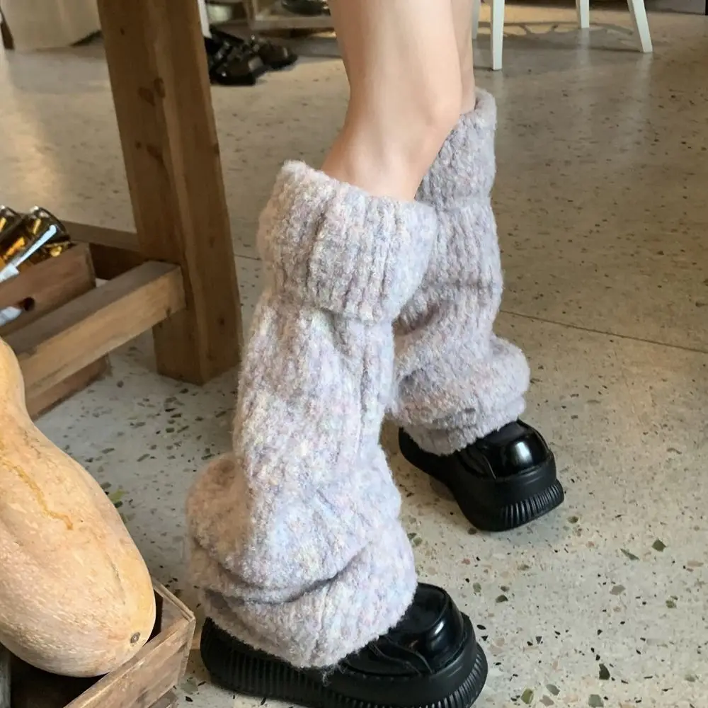 

Harajuku Thick Warm Winter Leg Warmers Foot Cover Y2K Kinted Leg Warmer Kawaii Lolita JK Knit Long Stockings Accessories