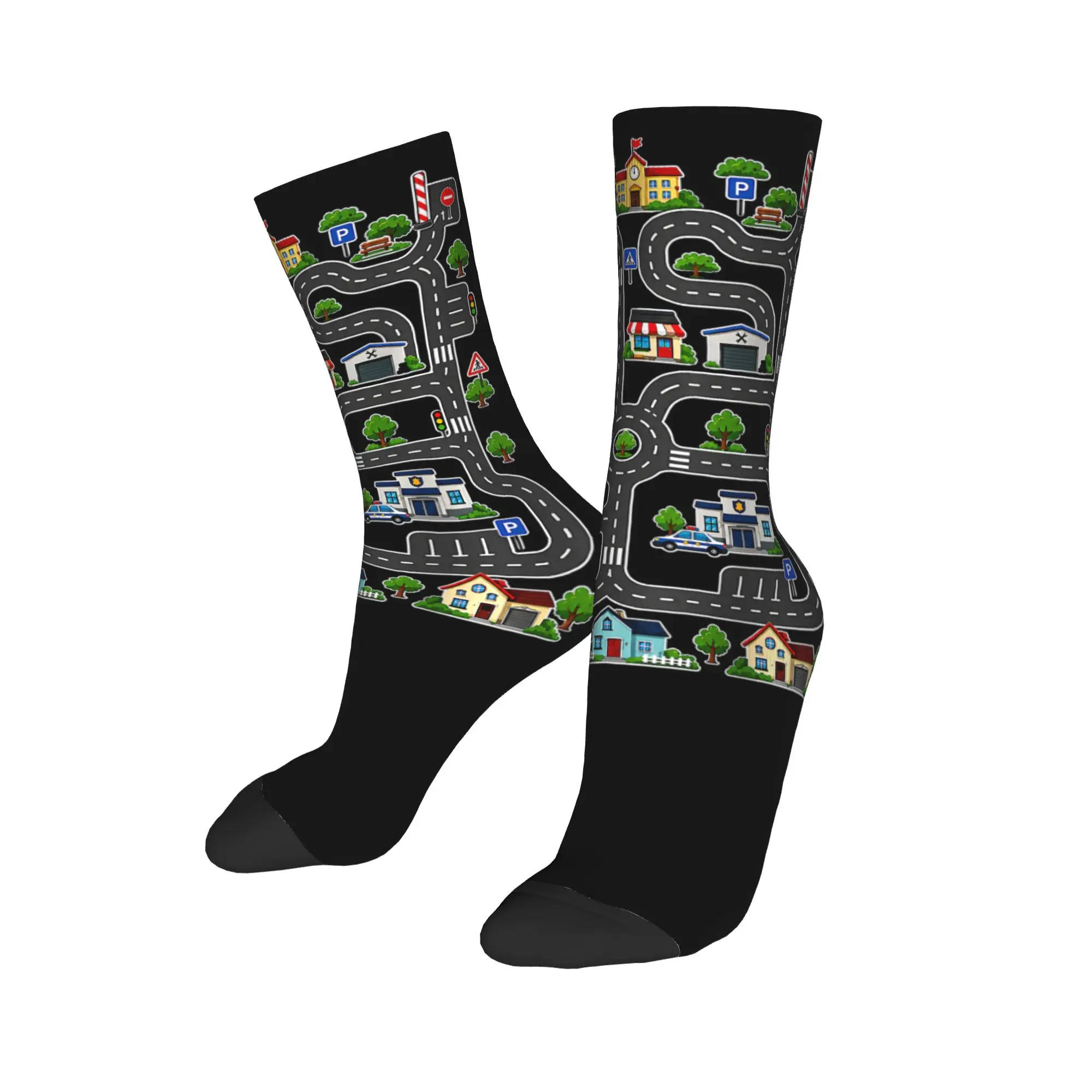 Tired Dads Club Car Race Track On Dad Socks Men's Women's Polyester Funny Happy Socks Harajuku Spring Summer Autumn Winter Socks