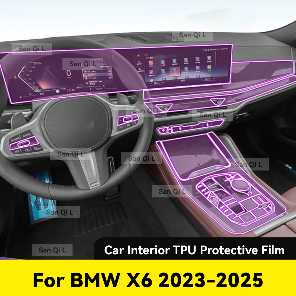 

Interior TPU For BMW X6 2023 2024 2025 Protective Film Cover Anti-Scratch Gearbox Panel Navigation Screen Automotive