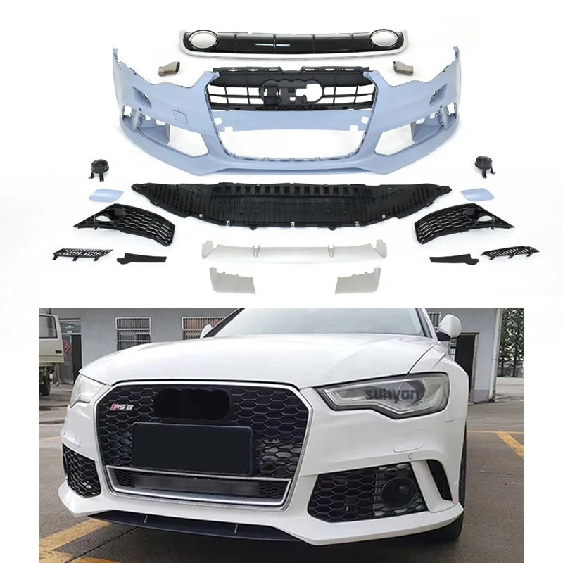 

Wholesale Auto PP Material A6/S6 to RS6 Style Modified Body Kit Front Bumper For Audis A6 12-15y Full Set