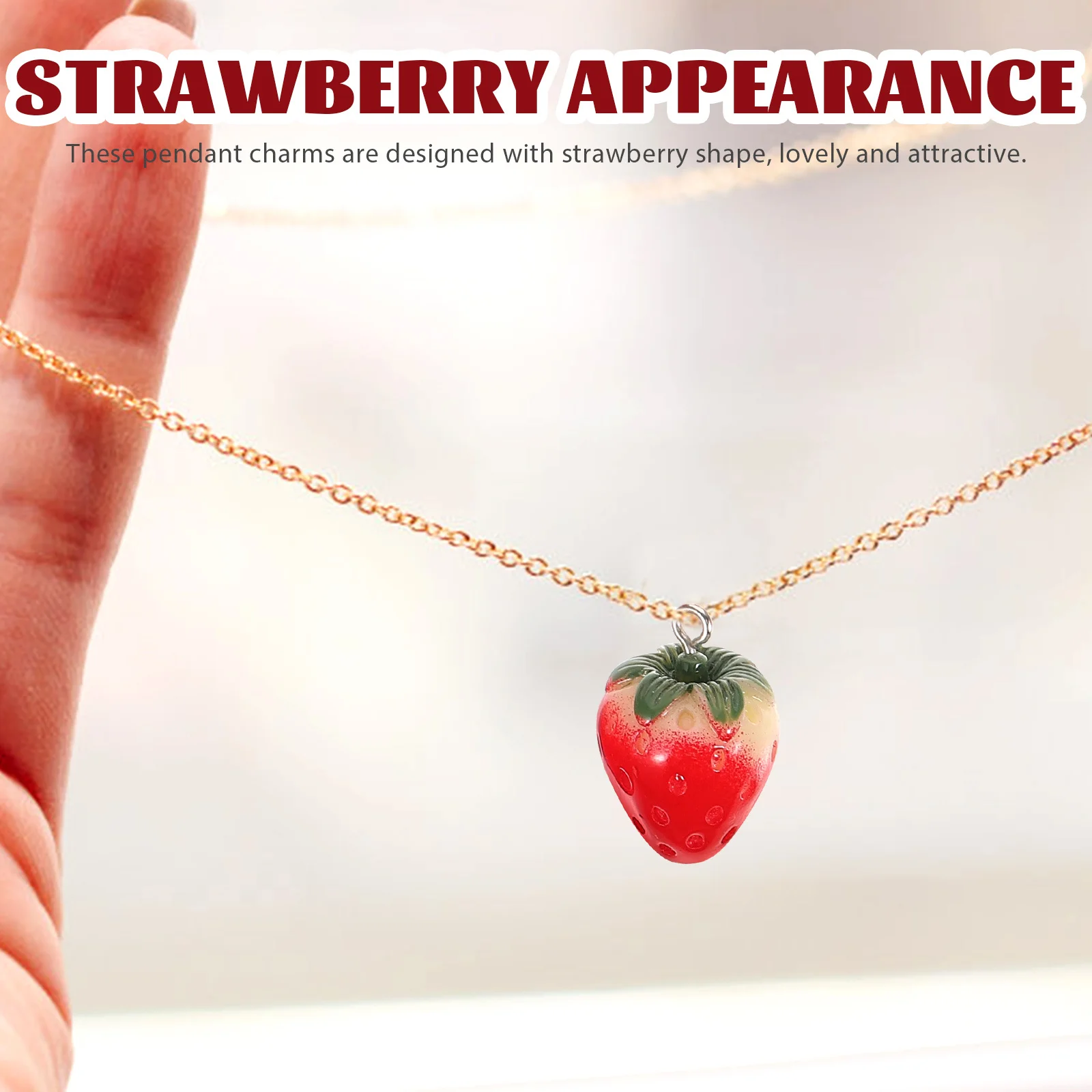 

8Pcs DIY Strawberry Pendant Charms Assorted Color Resin Hanging Ornaments for Keyring Earring Accessories Craft Projects