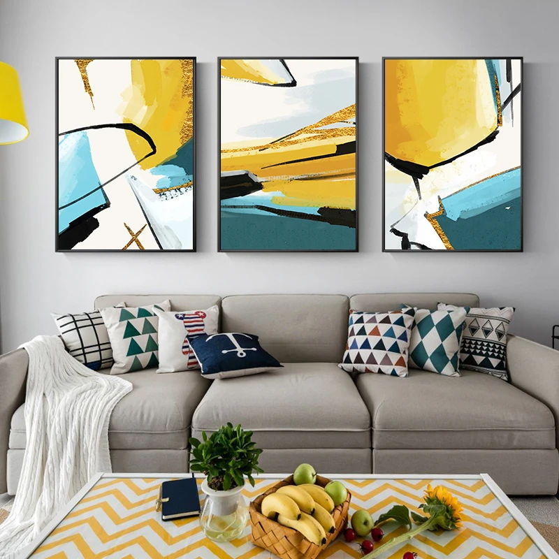 

3Pcs/Set Abstract Gold Line Wall Art Canvas Poster Print Mural Modern Nordic Living Room Decor, Office Decorhome Decor Frameless