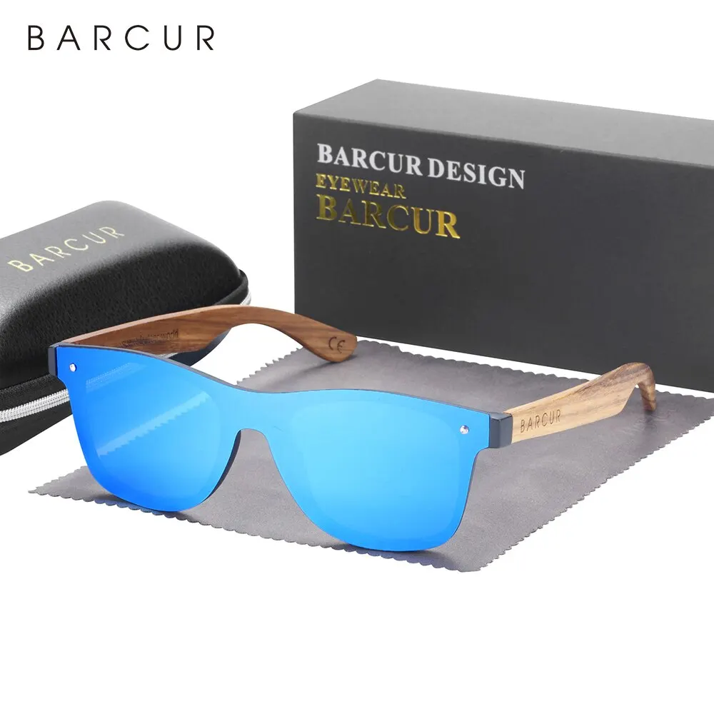 BARCUR Deisgn Wooden Sunglasses Women Man Rimless Square Sun Glasses For Men High Light UV400 Protection