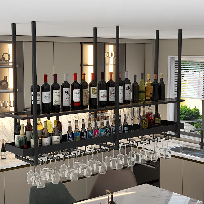 Bar hanger hanging cup holder wrought iron wine bar hanging wine rack Zhongdao counter above the bar counter