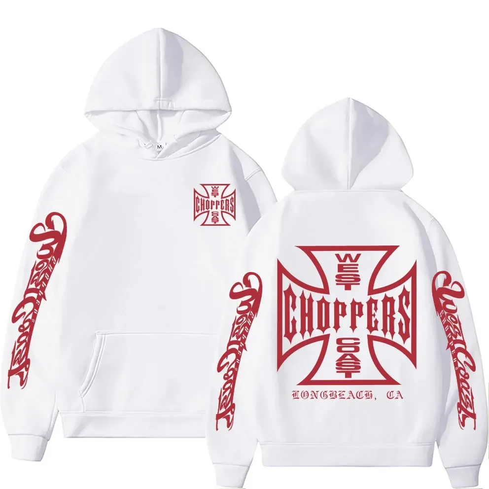 West Coast Choppers Cross Frame Double Sided Print Hoodie 90s Streetwear Male Vintage Hoodies Men\'s Hip Hop Oversized Sweatshirt