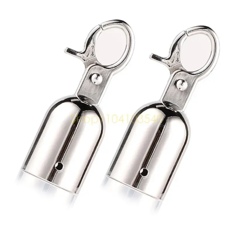 02DC 2Pieces Sturdy Stainless Steel Cord End Caps With Hook Designs for Connecting And Limiting Rope Outdoors Daily Use