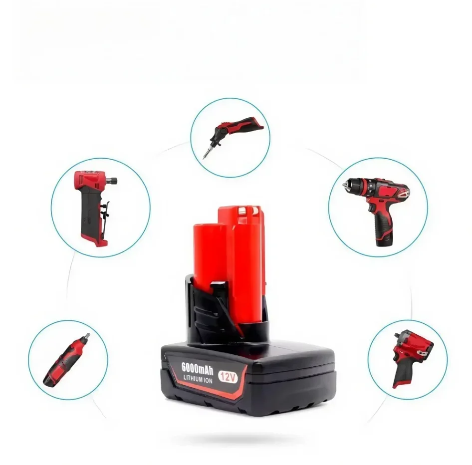 

For Milwaukee M12-9X 12V 6.0Ah/6000mAh Replacement Battery 48-11-2401, 48-11-2402, 48-11-2420, 48-11-2411,48-11-2412,M12B2,M12B4