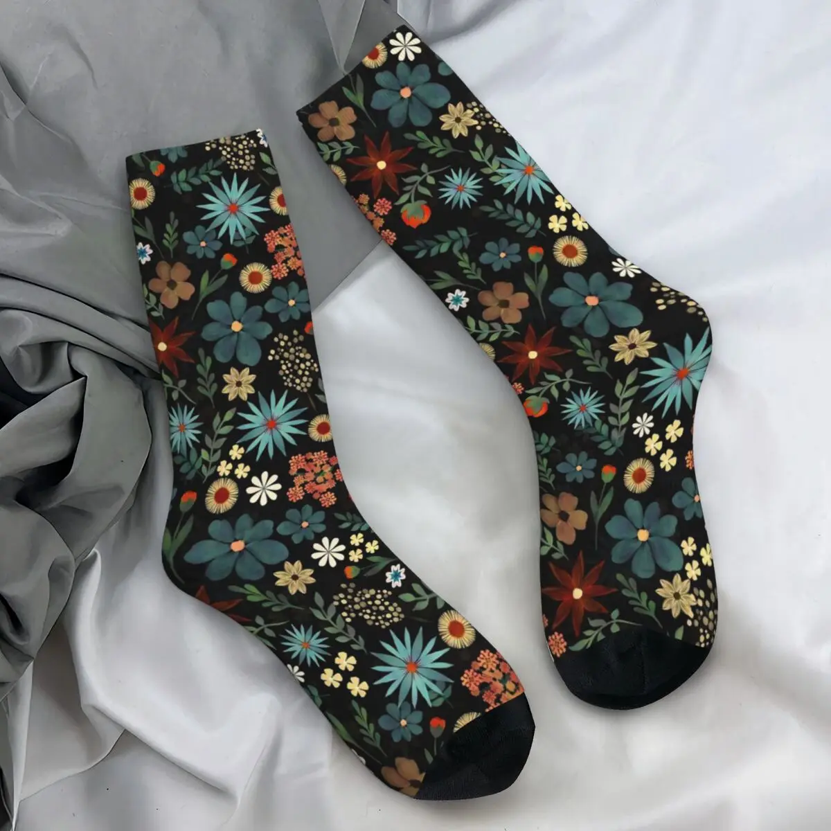 Ditsy Floral Socks Colorful Flowers Modern Stockings Winter Anti Sweat Female Socks Soft Breathable Custom Running Socks