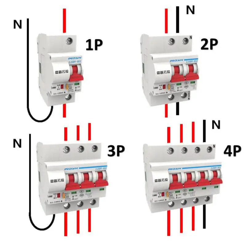 Tuya Zigbee 3.0 interruttore automatico intelligente ZJSB9 1P-4P interruttore Timer vocale intelligente, telecomando Smart Home tramite Tuya Alexa