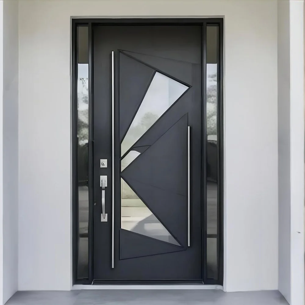

Sixinalu Entrance Door With Sidelight Exterior Front Entry Security Storm Main Doors Carved Spliced Aluminum Home Decor Custom