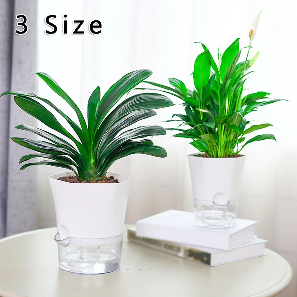Transparent Self-watering Plant Flower Pot Hexagonal Lazy Flowerpot Plastic Planters Home Garden Decoraction JJ2507