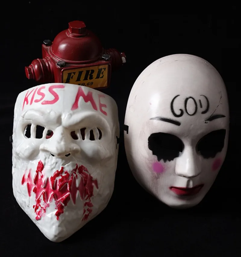 الرعب القاتل الفوضى هالوين قناع حفلة بولي كلوريد الفينيل جيمس ساندين أقنعة لعب الأدوار تطهير الفيلم زي الدعائم تأثيري قناع