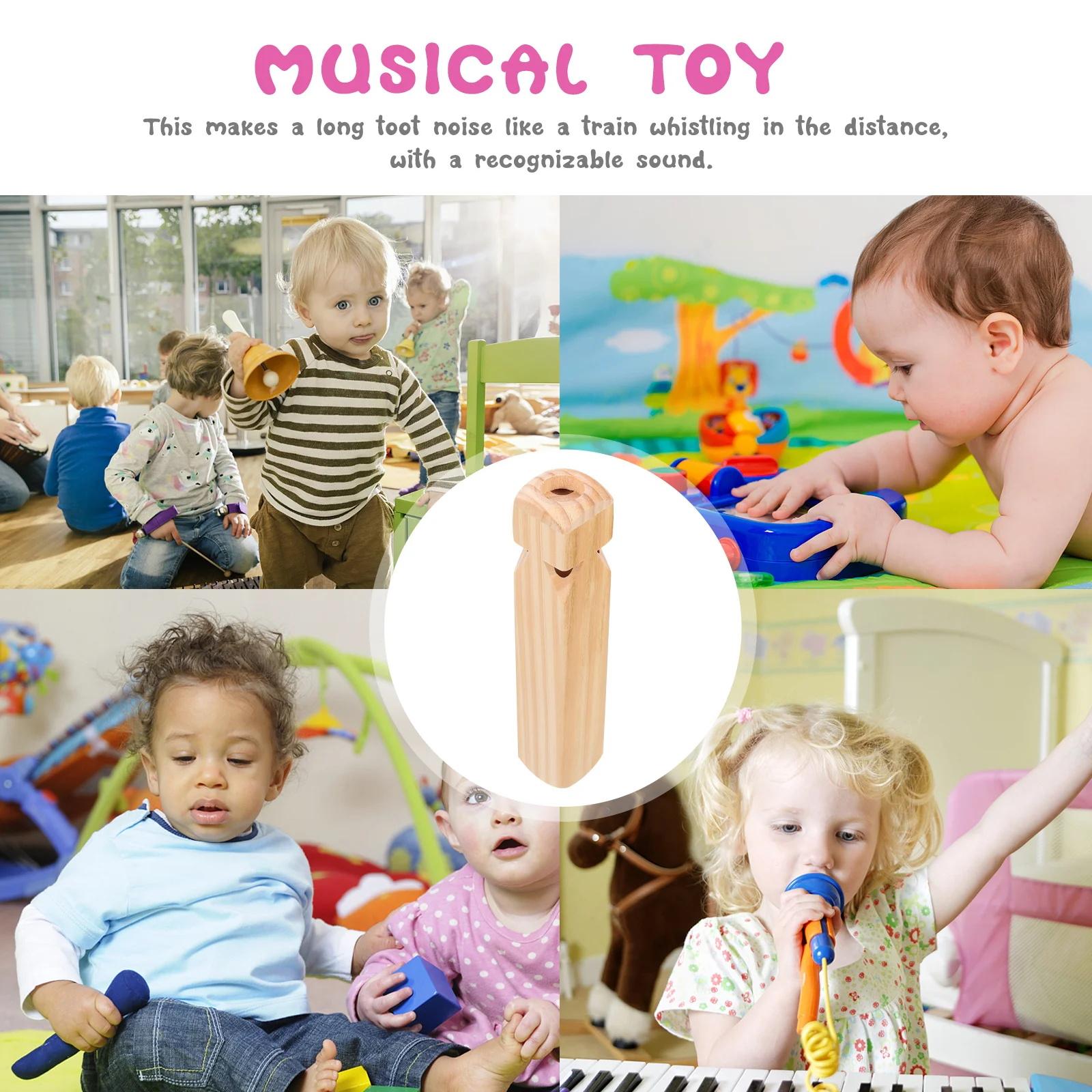 

1Pcs Wooden Train Whistle Parent- Educational Musical Instrument for Hearing Development Lung Capacity Training