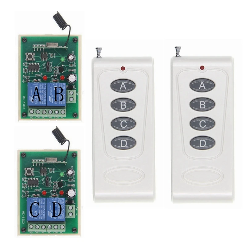 433MHz Universal Wireless Remote Control Switch DC 12V 24V 2CH Motor Lamp Relay Switch, Used For Lamps/Electric Push Rods/Motors