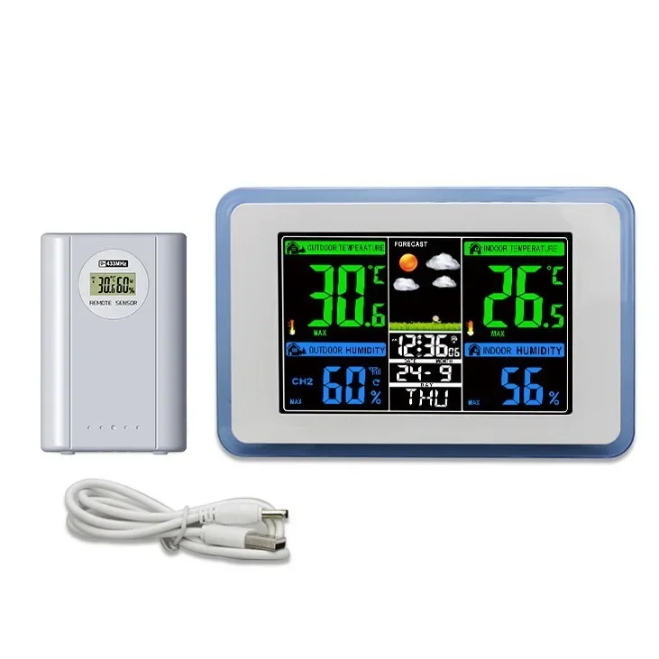 433MHz Wireless Transmission Color Display Screen, Weather Monitoring Dual Alarm Clock