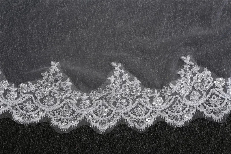 White/Ivory Cathedral Bridal Veil, Sparkling Lace Veil, Double Layered Wedding Veil, Bridal Accessories image 4