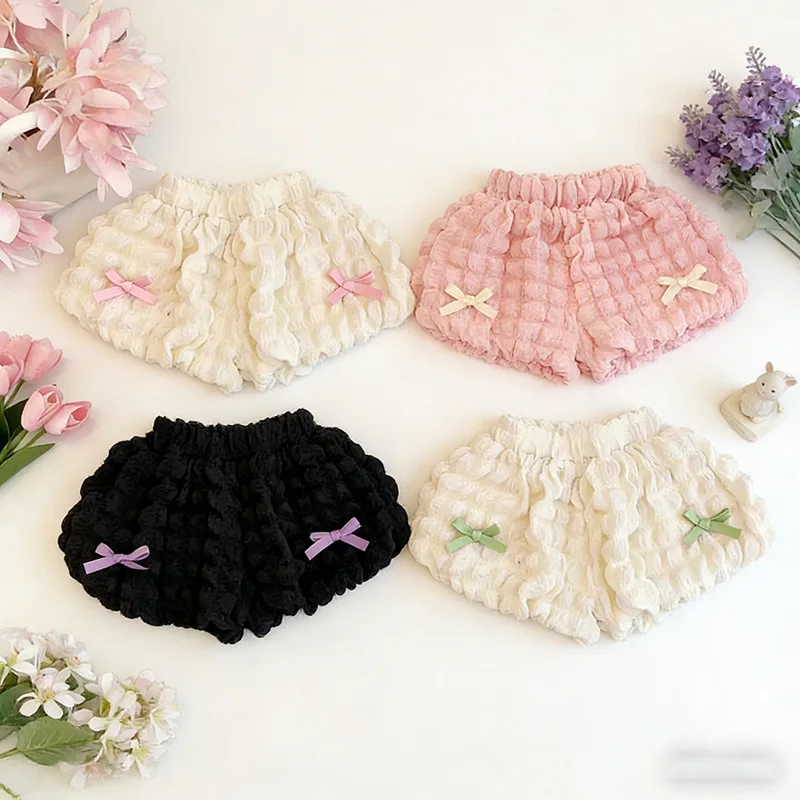 Pantalones Cortos Tipo Bombacho con Lazo y Volantes para Niñas de 2 a 6 Años, Estilo Dulce de Verano 2026, Transpirables