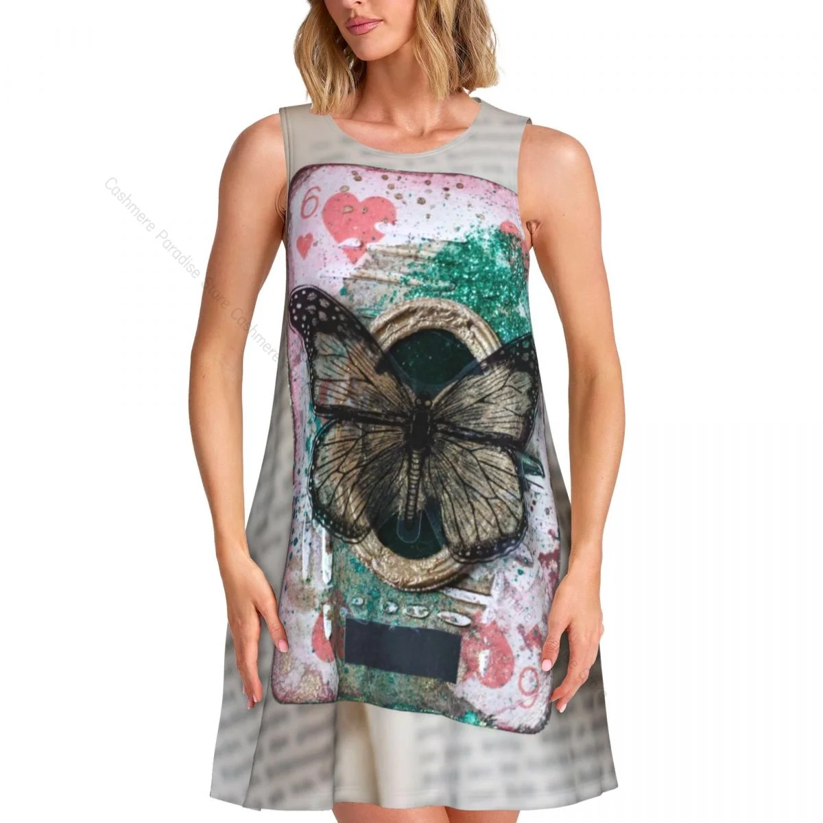 Damesjurk Speelkaart Zomer Casual T-shirt Jurken Strand Cover-up Tankjurk
