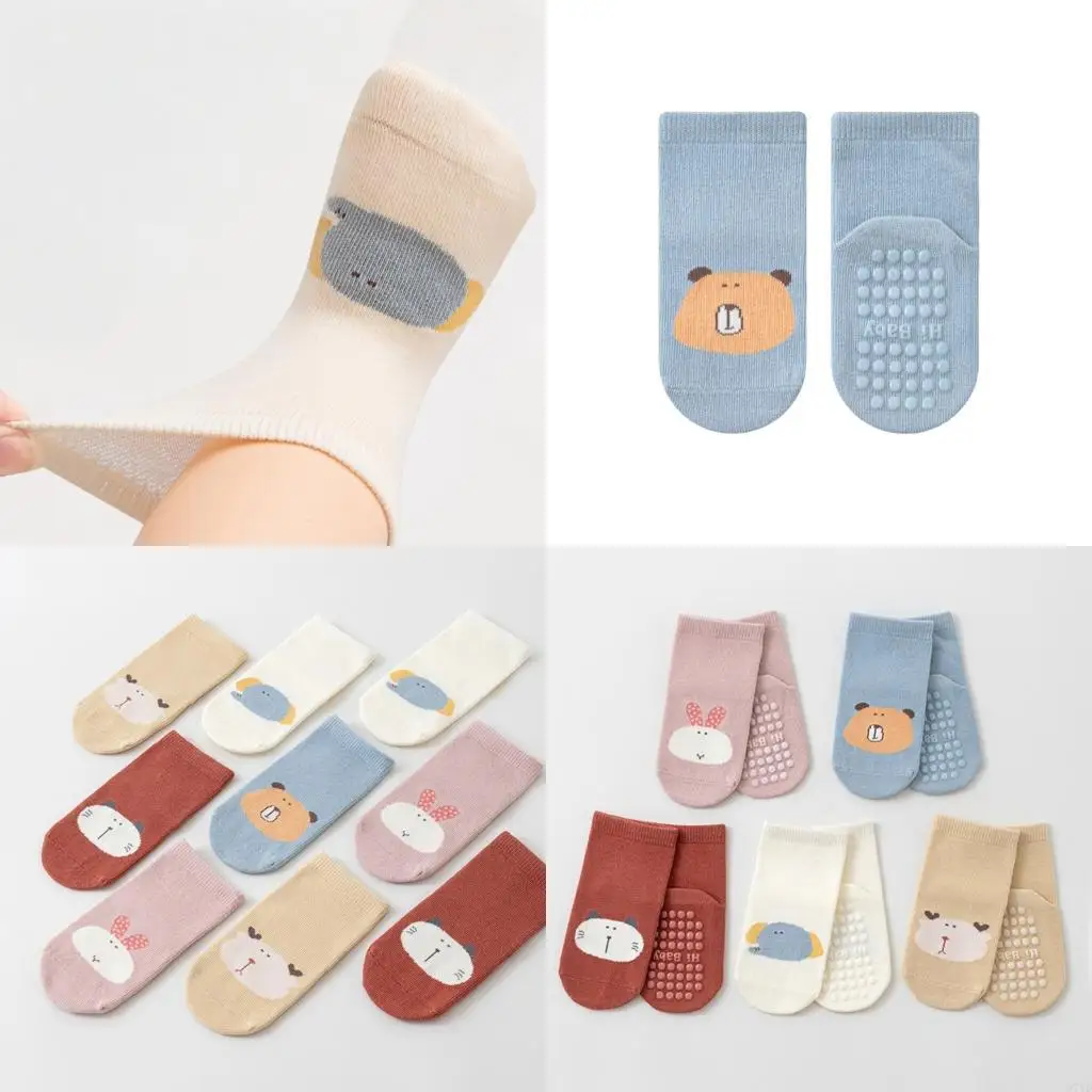 

D7YD 1 pair Children’s Socks Cartoon Pattern Floor Socks Boneless Baby Walking Socks for Home or Kindergarten