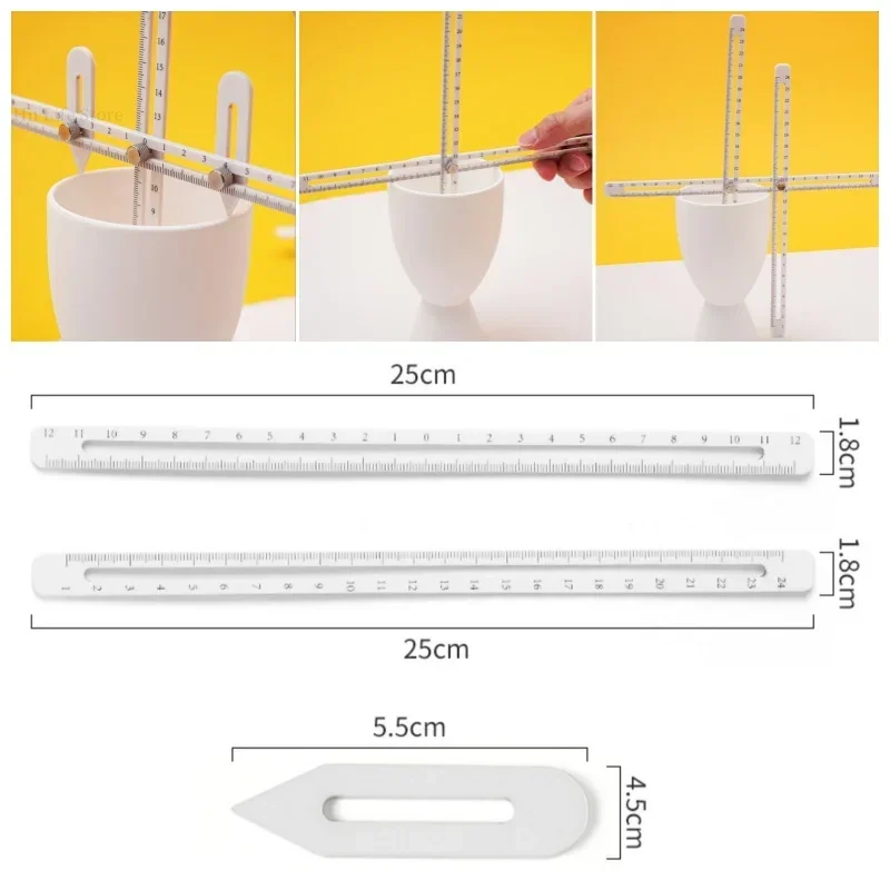 Ceramic Measuring Rule Combo Tool Set Multifunctional Depth/Thickness/Caliber Measuring Ruler Pottery Tools Polymer Clay Tools