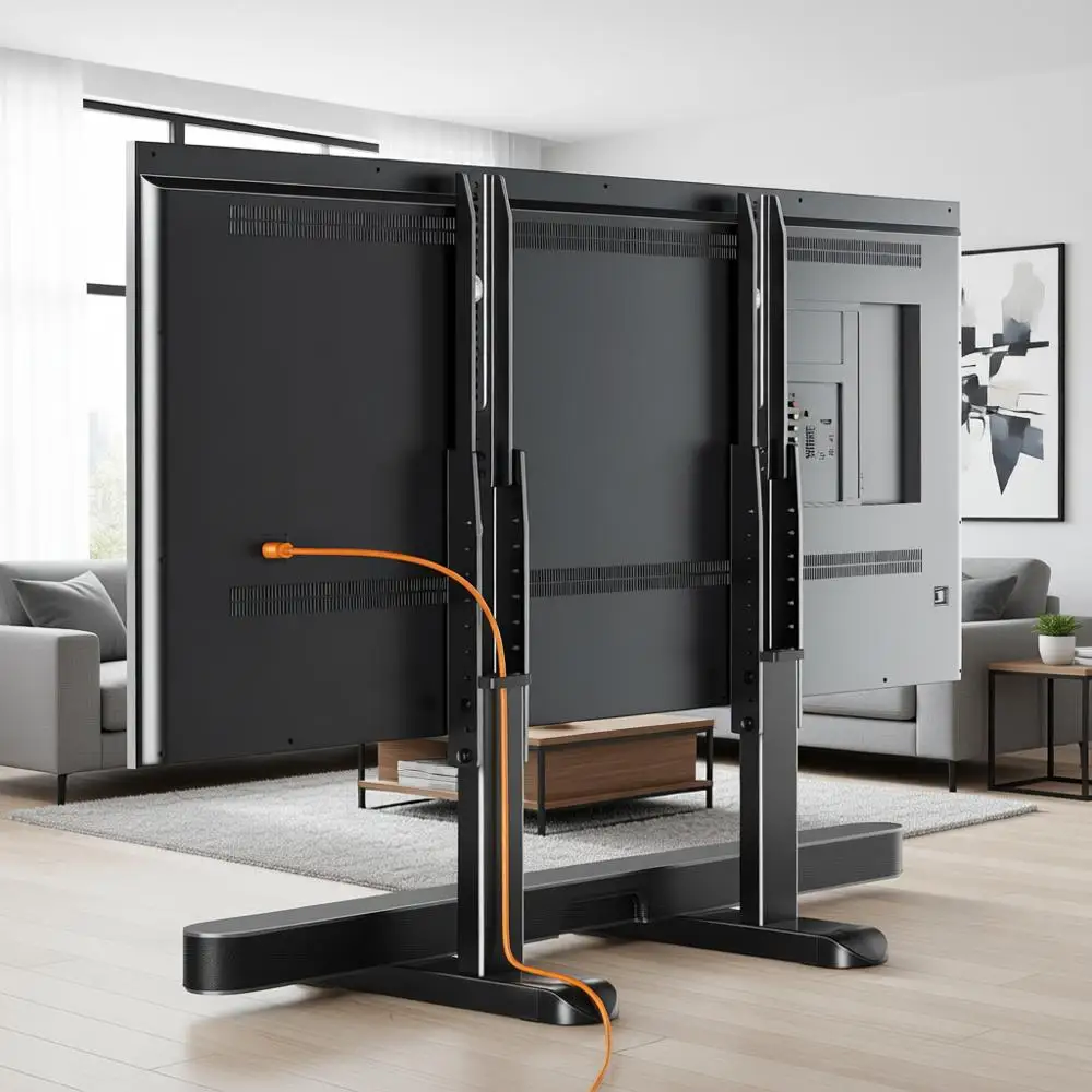 Height Adjustable TV Stand Legs for 37-86 Inch TVs up to 132 lbs, Compatible with Soundbar, Tabletop Base, Max VESA 800x500mm